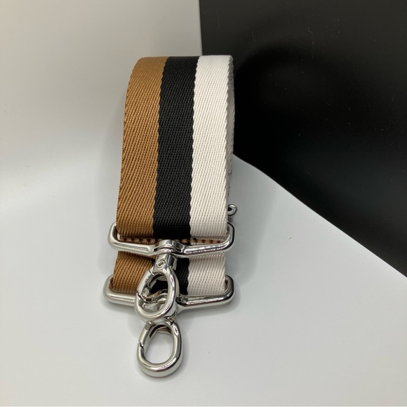 shortyLOVE Boardwalk Strap for Crossbody Bag Black White Brown Stripe - Picture 4 of 6